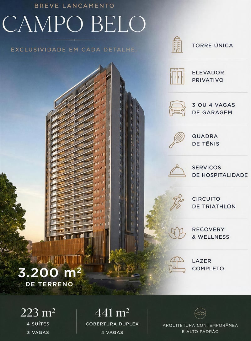 Apartamento com 4 suítes no Campo Belo · Campo Belo, São Paulo