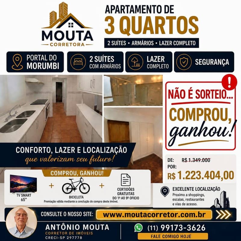 Apartamento reformado de 140 m² no Portal do Morumbi — Vila Suzana, São Paulo